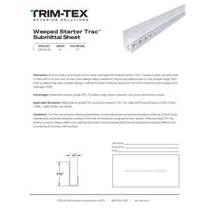 Preview of Weeped Starter Trac Submittal Sheet