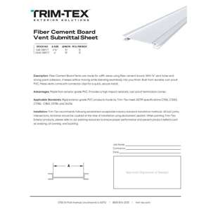 Preview of Fiber Cement Board Vent Submittal Sheet