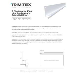 Preview of Z Flashing for Floor Line Applications Submittal Sheet
