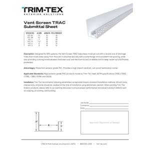 Preview of Vent Screen TRAC Submittal Sheet