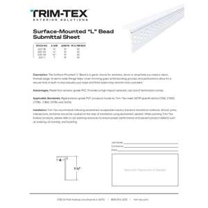 Preview of Surface-Mounted “L” Bead Submittal Sheet
