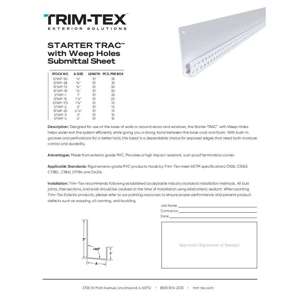 Preview of STARTER TRACTM with Weep Holes Submittal Sheet