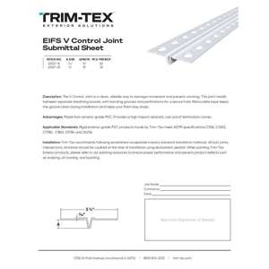 Preview of EIFS V Control Joint Submittal Sheet