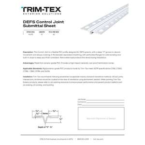 Preview of DEFS Control Joint Submittal Sheet