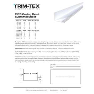 Preview of EIFS Casing Bead Submittal Sheet