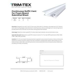 Preview of Continuous Soffit Vent for Foam Board Submittal Sheet