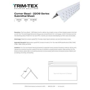 Preview of Corner Bead - 2209 Series Submittal Sheet