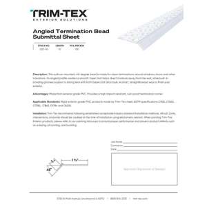 Preview of Angled Termination Bead Submittal Sheet