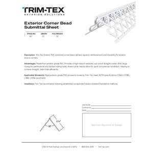 Preview of Exterior Corner Bead Submittal Sheet