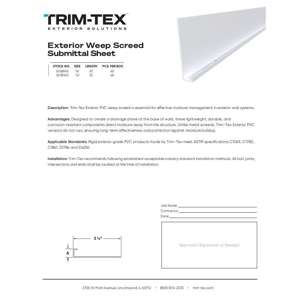 Preview of Exterior Weep Screed Submittal Sheet