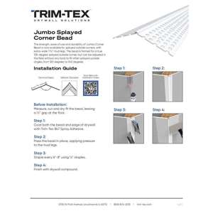 Preview of Jumbo Splayed Corner Bead Installation Guide